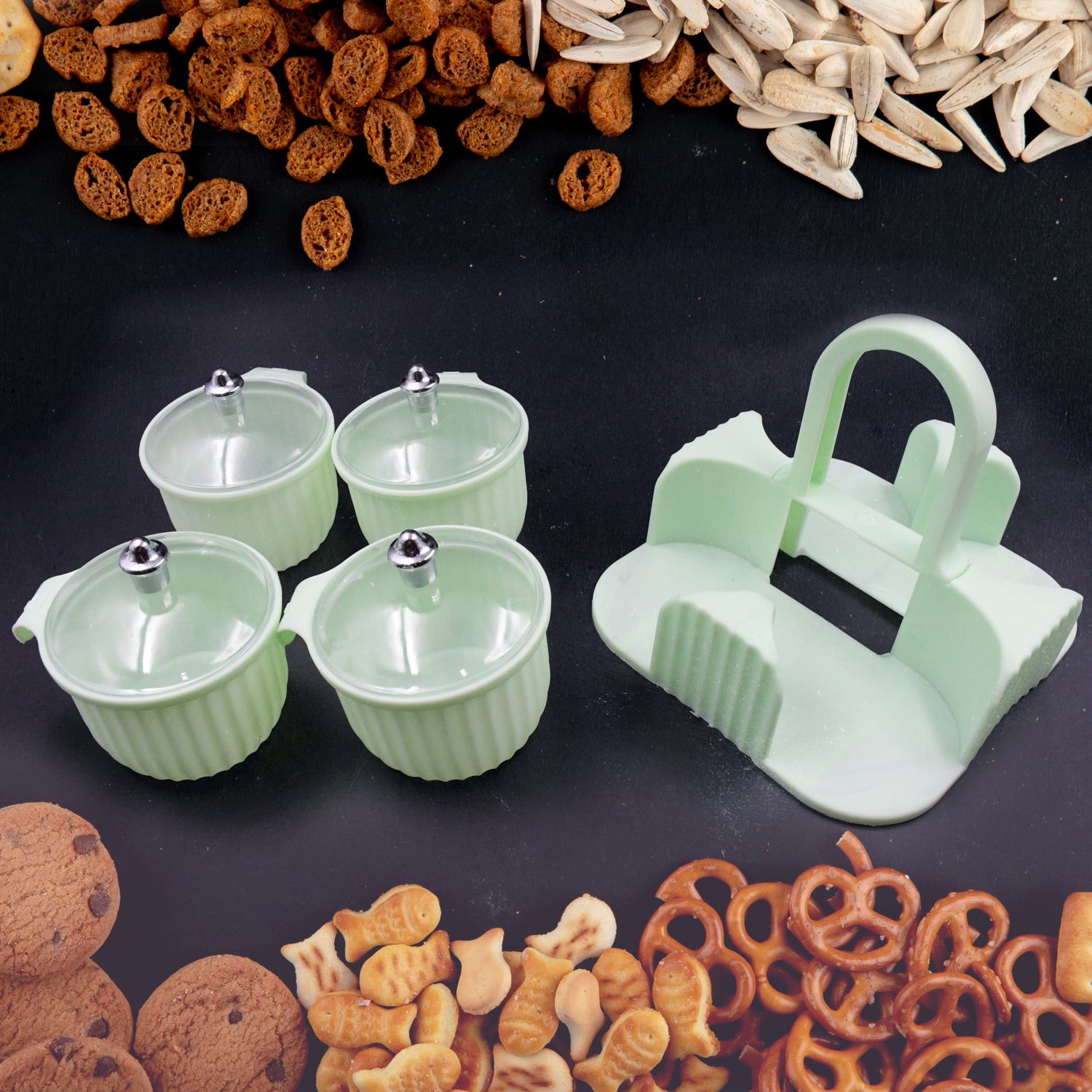 5779 Multipurpose Jar Dryfruit Set, Candy, Chocolate, Snacks Storage Jar, Masala Jar for Home and Kitchen Airtight Dry Fruit Plastic Storage Container Tray Set With Lid & 4 Serving Jar Container for Sweets,Chips,Cookies|(4 Pc Set) 5779 Multipurpose Jar Dryfruit Set, Candy, Chocolate, Snacks Storage Jar, Masala Jar for Home and Kitchen Airtight Dry Fruit Plastic Storage Container Tray Set With Lid & 4 Serving Jar Container for Sweets,Chips,Cookies|(4 Pc Set)
